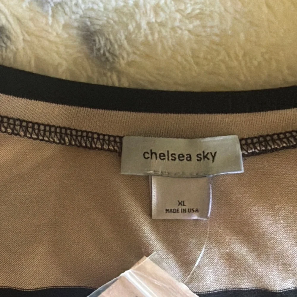 Striped Long Sleeve Midi Tshirt Dress in Black and Cream - Picture 6 of 8